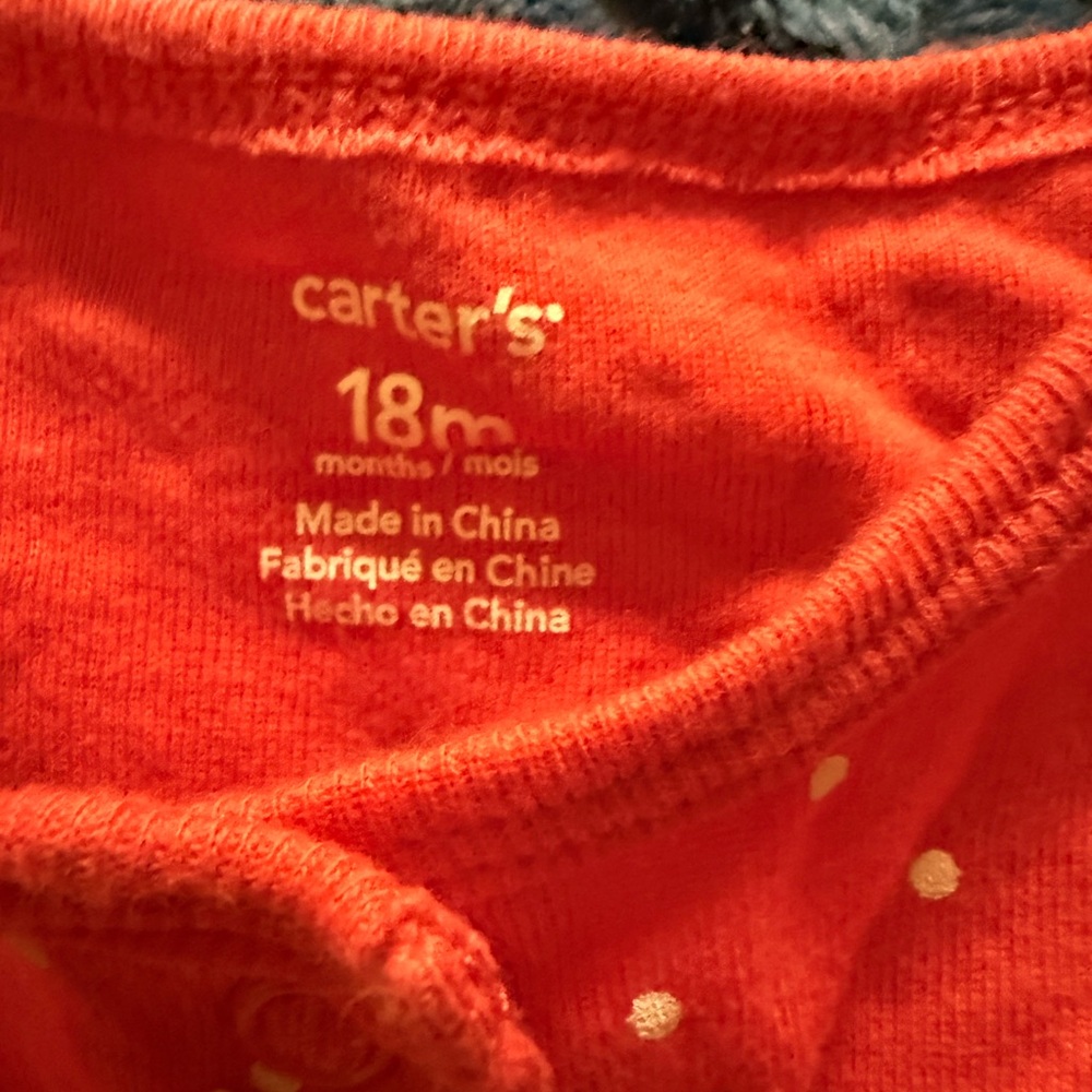 ☃️Carter's Vibrant Orange/Red Romper - Picture 3 of 3